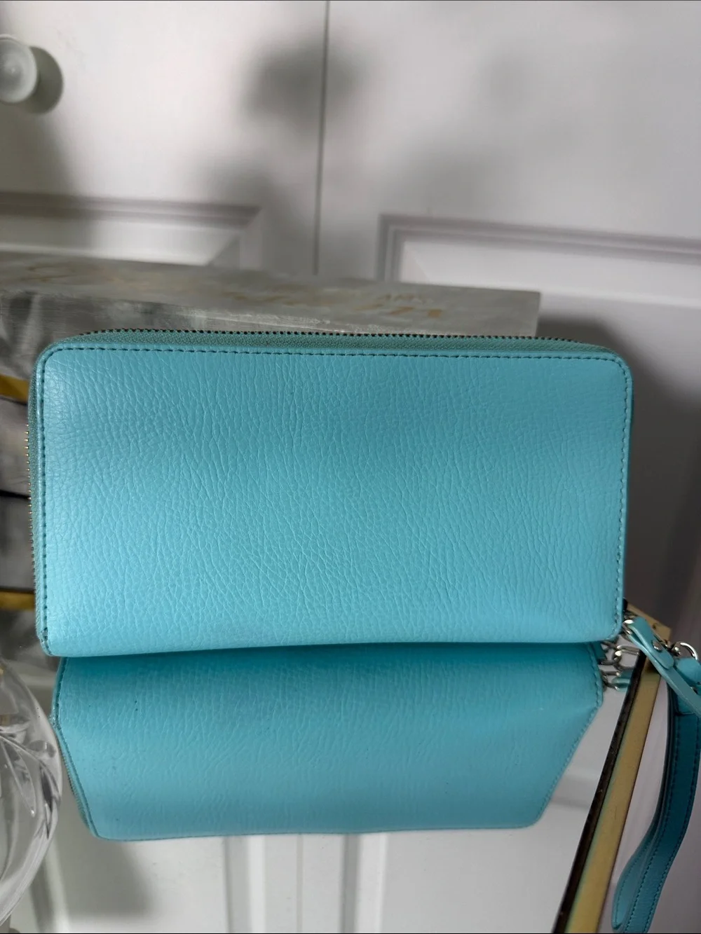kate spade RARE Tiffany blue studded wristlet clutch
